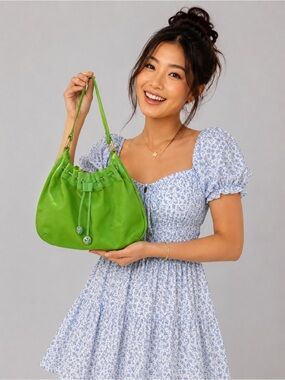 Ladies Lilly Pulitzer Lime Green Drawstring Shoulder Bag